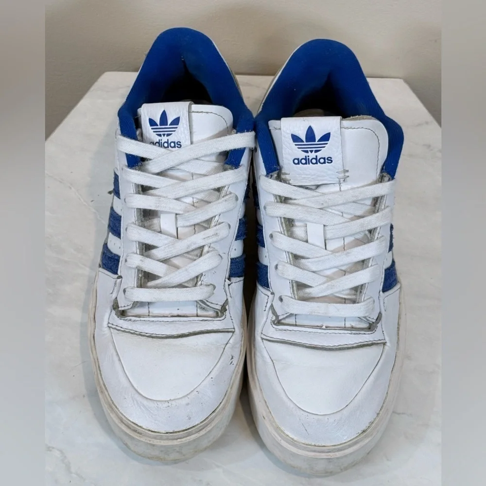 🔥 Adidas Women’s Originals Court Platform White Blue Sneakers Size 8 EUC🔥